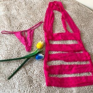 Dreamgirl hot pink lace outfit